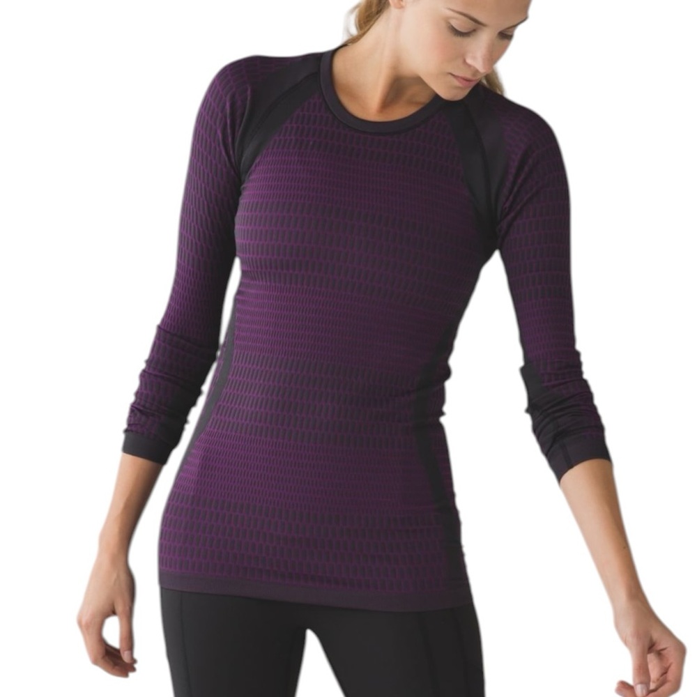 Lululemon About That Base Long Sleeve - Black / Tender Violet - Size 10